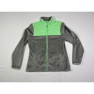 FILA Sport Womens Gray Green Colorblock Full Zip Fleece Jacket Size Medium